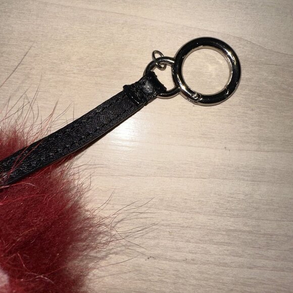 FENDI Red White Yellow Fur Crystal Eye Furry Monster Charm Keychain - Picture 2 of 4